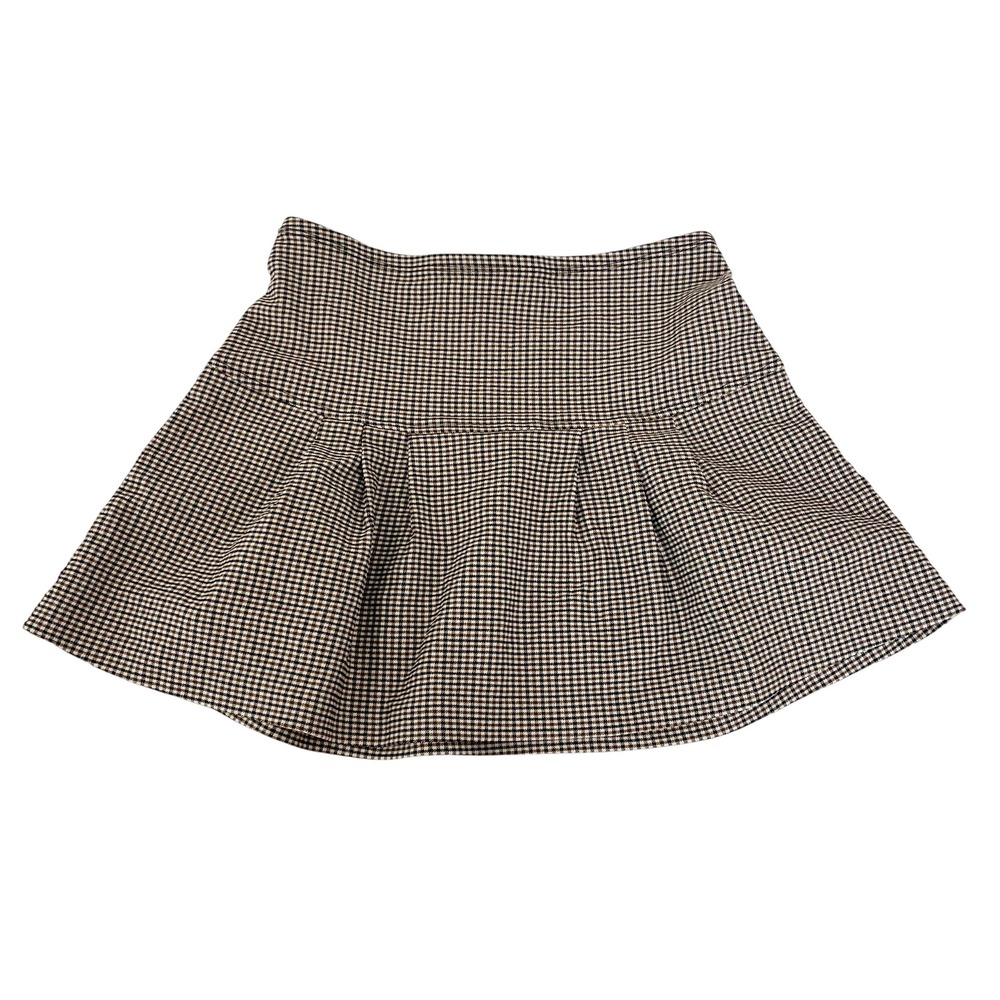 Vintage Y2K V&X Brown Houndstooth Pleated Mini Skirt Preppy Academia Size Medium